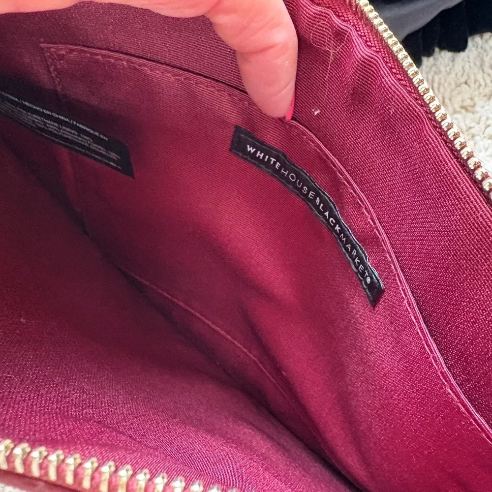 Brand New WHBM Floral Pouch Burgundy Wine ๐ท Floral Studded - Picture 4 of 4